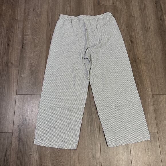 J.Crew Slim Wide Leg Linen Drawstring Pants Womens 14 Black White Striped CG405 - Picture 6 of 8